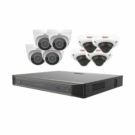 REVO AMERICA Ultra HD Audio Capable 16 Channel 3TB NVR Surveillance System with 8 4 Megapixel Motorized Cameras RU162BNDL-2